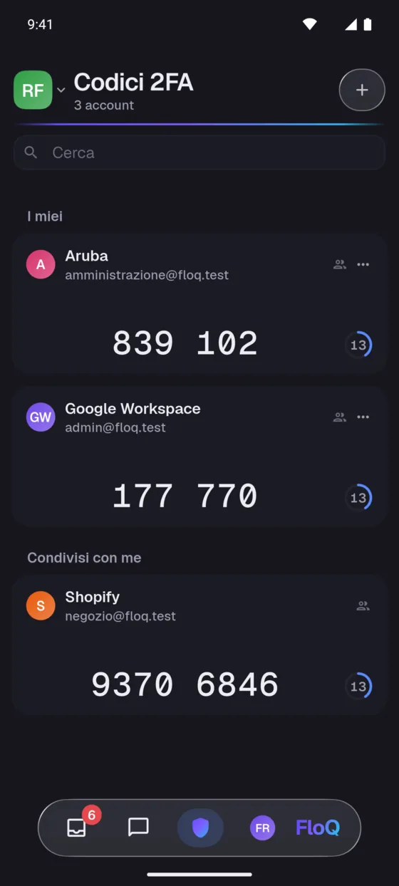 I codici di verifica condivisi di FloQ su Android