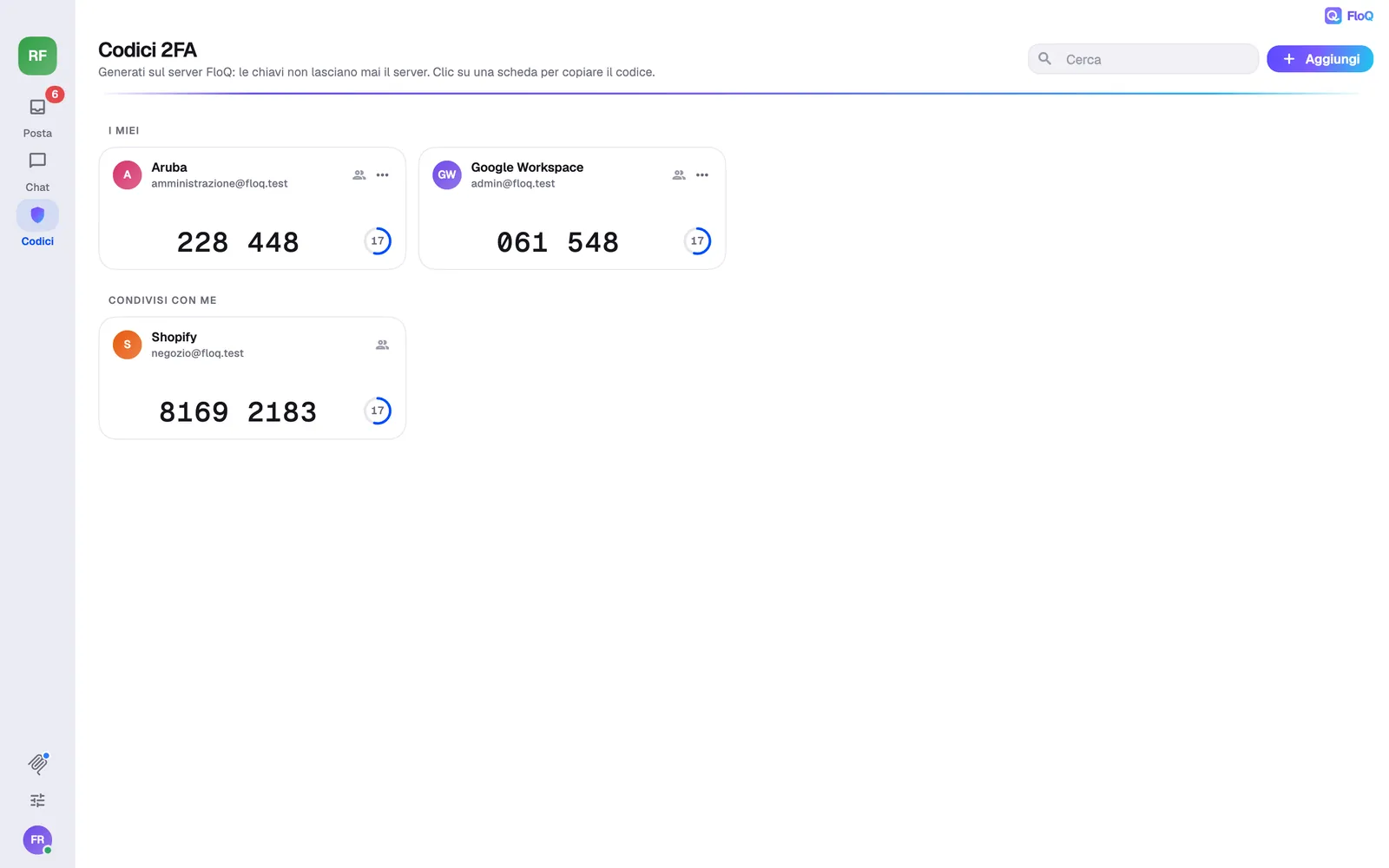 I codici di FloQ su Mac: codici di verifica per Aruba, Google Workspace e Shopify